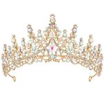 Gold Crown for Women,Tiaras and Crowns for Girls,Mermaid Crown Tiara for Women Bridal Headpieces Baroque Crown Vintage Tiara Crown,Queen Tiara Bridal Wedding Headpiece Women Hair Accessories,Jeweled Headbands for Party Ladies Girls Bride Princess Birthday,Rhinestone Gold Crown Cake Topper