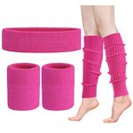 ONUPGO Leg Warmers Set Women 80s Neon Knit Leg Warmers Headband Wristbands 1980s Workout Costumes Accessories for Women