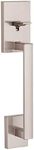 Kwikset San Clemente Front Door Handle No Lock, Entry Handleset Exterior with Interior Reversible Handed Lever, Non-Locking, Satin Nickel, Deadbolt Not Included, with Microban Protection