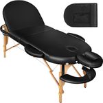 TecTake® Portable Massage Table with Head Rest & Face Hole, Adjustable, Foldable Beauty Bed & Accessories, Incl. Transport Bag, Oil & Water Resistant, High-Density Foam Padding, Wooden Frame - white