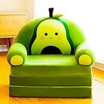 Three Layers of Folding Kids Sofa/Children Sofa/Lazy Sofa/Armchair Flip Open Plush Foldable Mini Sofa Softtoy Cute Cartoon Design Baby Seat Couch (Not Cover!with Liner Filler) (Avocado)