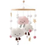 Promise Babe Baby Mobile for Baby Cot,Cute Wooden Star Clouds Baby Mobiles Felt Cot Mobiles Nursery Wooden Crochet Mobiles Newborn Boy Girl Bed Bell Wind Chimes Hanging Deco Nursery Mobiles for Babies