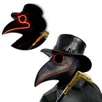 PartyHop Light Black Plague Doctor Mask, LED Bird Beak Steampunk Gas Costume, for Kid and Adult
