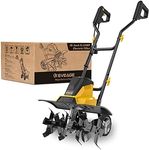 COPOWER Stainless Steel Electric Garden Tiller & Cultivator, GT18, 18-Inch, 13.5AMP, 4'' - 8'' Farm Tilling Depth, Yellow