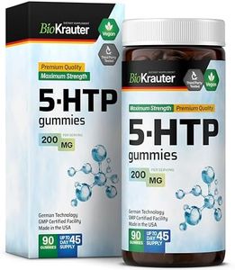 MauWe Herbs 5 HTP Gummies - Melatonin and Serotonin Booster - 5-HTP 200mg for Calm and Mood Support Supplement with Calcium, 90 Vegan Chews, Blueberry Flavor