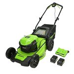 Greenworks 2 x 24V (48V) 20" Brushless Push Mower, (2) 4Ah USB Batteries and 4A Dual Port Charger, Green, MO48L4210