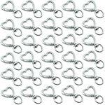 HAN SHENG 30 Pcs Metal Heart Shape Keychain DIY Creative Design Hanging Buckle Key Ring Spring Snap Keychain Clip Hanging Buckle Key Chains Accessories (Silver)