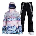 GSOU SNOW Women's Ski Jacket and Pants Waterproof Windproof Snowsuit Snowboarding Coat Insulated Hoodie Warm Winter