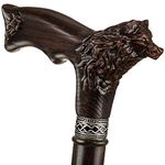 Cool Carved Walking Cane for Men and Women - Wolf Fenrir - Stylish Men's Wood Cane - Unique Walking Stick