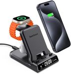 SwanScout Fast Charging Station for iPhone 16/15, Foldable 25W 3-in-1 Charger Stand for Apple Watch Ultra/10/9/8/7/6/5/SE, AirPods Pro/4/3/2, Travel Charger Dock SwanScout 701AC(USB-C Port)