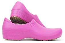 Sticky Nursing Shoes Women - Chefs - Kitchen - Nurses - Clogs for Work - Waterproof Non Slip (Pink, 8)