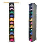 Perfect Curve 11-Pocket Closet Cap Organizer. 11 Shelf Hanging Closet Hat Organizer for Baseball Caps - Hat Storage For Up To 100 Caps - Baseball Hat Organizer - Gray