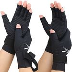 2 Pairs Arthritis Gloves for Women Men for Pain, Hand Compression Gloves with Adjustable Wrist Strap, Fingerless Copper Gloves for Arthritis, Carpal Tunnel, Tendonitis, RSI, Swelling (Small/Medium)