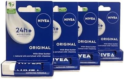 NIVEA Lip Balm Original Care Pack of 4 (4 x 4.8g) Protective Lip Moisturiser with Shea Butter and Natural Oils, Caring Lip Balm for 24h Moisture Care, Lip Care with Melt-In Formula