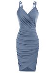 GRACE KARIN Ladies Elegant Wedding Guest Bodycon Dress Summer Vintage Fancy Party Knee Long Dress Blue Grey M