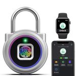 Gym Locker Padlock Fingerprint Padlock eLinkSmart Waterproof Keyless Smart Lock iOS Watch App Unlock View Record Combination Padlock for School Gym Locker Gun Case Field Box Colorful Acrylic