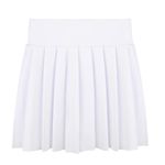 SPFAS Girls Tennis Skirt Athletic Pleated Skort Kids Golf Skirt with Pockets Sport Shorts for Running School White