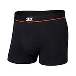 Saxx Men’s Underwear - Non-Stop Stretch Cotton Trunk with Built-in Pouch Support and Fly – Soft, Breathable and Moisture Wicking, Black, X-Large