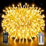 Ollny Christmas Tree Lights, 20m 200 LED Outdoor Fairy Light Mains Powered, Waterproof Warm White String Light with Plug,Remote/8 Modes/Timer, Bright Lighting Indoor/Outside/Garden/Xmas Decorations