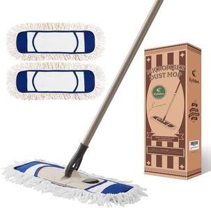 Eyliden Dust Mop with Reusable Washable Pads - One Touch Replacement, Height Adjustable Handle, Total 2 Mop Cloths, Wet Dry Mops for Floor Cleaning, Hardwood, Laminate, Tile Floor Push Dust Broom