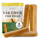 William Hunter Yak Chews for Dogs – Himalayan Hard Cheese Dog Treat – Natural, Long Lasting, Odor Free Chew for Aggressive Chewers – Large Organic Dog Dental Chew (4 Large Chews)