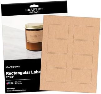 2x3 inch Rectangle Stickers Kraft Labels Printable Paper Brown Color, 200 Labels, 25 Sheets, for Inkjet and Laser Printer, Vinyl Sheets Packaging Address Mail Business Craftiff