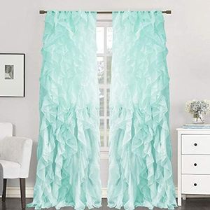 Sweet Home Collection 2 Pack Window Panel Sheer Voile Vertical Ruffled Waterfall Curtains