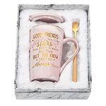 Joymaking Friendship Gifts for Women Coffee Mug Set with Gift Box- Good Friends are Like Stars, Friend Gifts for Girls 14 Oz Pink Marble Mug Tea Cup, Sister Gifts for Her, Girls, Friends Birthday