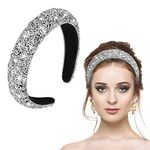 WLLHYF Rhinestone Headband Bling Crystal Hair Hoops Glitter Sparkle Thick Padded Hairband Diamond Beaded Headband Fashion Christmas Valentine's Day Festival Hair Accessories for Women Girls