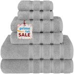 Towel Set Luxury Hotel Quality 600 GSM 100% Genuine Combed Cotton, Super Soft & Absorbent Family Bath Towels 6 Piece Set - (Light Grey, 6 Piece Combed Towels)