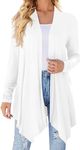 Qixing Women Cardigan Casual Lightweight with Pocketes Long Sleeve Soft Open Front Cardigan White-S