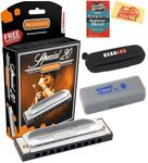 Hohner 560 Special 20 Harmonica Bundle with Carrying Case, Pouch, Harmonica Beginner Manual, and Austin Bazaar Polishing Cloth - Key of C