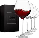 ELIXIR GLASSWARE Red Wine Glasses – Large Wine Glasses, Hand Blown – Set of 4 Long Stem Wine Glasses, Premium Crystal – Wine Tasting, Wedding, Anniversary, Christmas – 22 oz, Clear