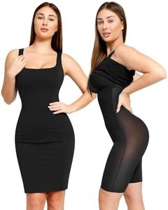 Popilush Black Corset Dress Knee Length Dress for Women Bodycon Dresses with Shapewear Built in Office Dress S