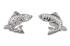 Anglers Fish Cufflinks - Leaping Fishing Cufflinks for Men Presented In Onyx Art Cufflink Box