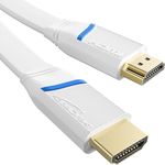 HDMI cable flat – 5m – 4K@60Hz (flat cable for laying – extra copper for up to 18Gbit/s according to HDMI 2.0 standard, High Speed with Ethernet, Blu-ray/PS5/Xbox/Switch, white) by CableDirect