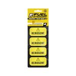 Kerosene Fuel Sticker Decals – Super-Strong Adhesive and Weather-Resistant – 4 Pack of 2 x 1 inch to Use with Cans, Heaters, and Lamps