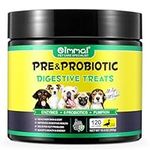 Probiotics for Dogs, Pre & Postbiotic Digestive Treats For Dogs, Dog Probiotics and Digestive Enzymes for Small, Medium and Large Dogs, 120 Chews, Duck Flavor