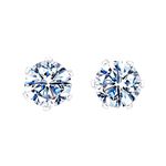 HIGHSPARK 925 Silver Solitaire Stud Earrings | 92.5 Sterling Silver & Round Brilliant Cubic Zirconia Tops for Men Women | Silver 4mm