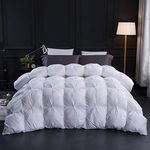 Three Geese King Size Duvet,Goose Feather Down Duvet Heavy Warm Winter 13.5 Tog, 100% Organic Cotton Cover, Double Quilt Bed Comforter (White)