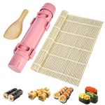 Fidqiog Sushi Making Kit, Sushi Bazooka and Sushi Mat with Sushi Spatula, 2025 New Sushi Maker for Making Sushi Roller, Beginner Sushi Kit for Home Kitchen and Parties (3 Pcs)