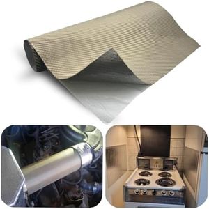 Titanium Adhesive Backed exhaust heat shield 16'' X 47'' for wall behind grill 2500 Degrees High Temp Protection Material Thermal Barrier Blanket Mat