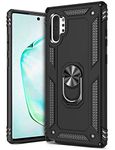 GREATRULY Ring Kickstand Phone Case for Samsung Galaxy Note 10 Plus,Heavy Duty Dual Layer Drop Protection Case for Galaxy Note 10+,Hard Shell + Soft TPU + Ring Stand Fits Magnetic Car Mount,Black