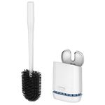 MR.SIGA Toilet Bowl Brush and Holder, Durable and Flexible Bristles, Wall Mounted Toilet Brush for Bathroom Cleaning, White, 1 Pack