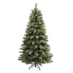 Nearly Natural 6ft. Snowed French Alps Mountain Pine Artificial Christmas Tree with 583 Bendable Branches and Pine Cones