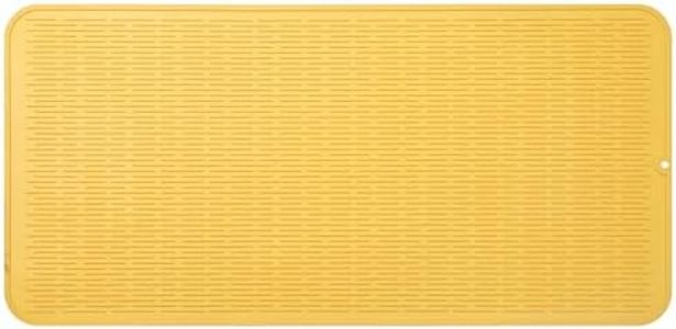 MicoYang Silicone Dish Drying Mat for Multiple Usage,Easy clean,Eco-friendly,Heat-resistant Silicone Mat for Kitchen Counter or Sink,Refrigerator or Drawer Liner Yellow XXXXXL 36inches x 18inches