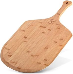 Zulay Kitchen Wooden Pizza Peel - Large 15" Pizza Paddle With Extra Long Handles - Authentic Natural Bamboo Easy Glide Edges & Handle For Baking - Large Wood Pizza Peel For Transferring & Serving