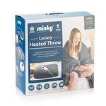 Minky Luxury Heated Throw Blanket - Luxury Fleece Blankets, 10 Heat Settings, Electric Throw, Machine Washable, Cosy Heated Blanket, Electric Blanket Double, 180cm x 180cm (Grey)