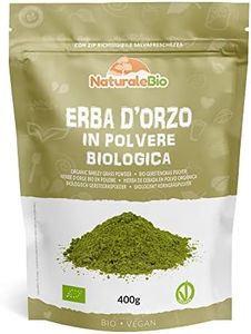 Erba d’orzo in Polvere Biologica Cruda, 400g. Bio, Naturale e Pura, Coltivata in Europa, ideale per succo verde, frullati o ricette. Adatta a Vegetariani e Vegani. NaturaleBio (400g)