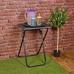 URBNLIVING Metal Legs Folding Side Coffee Table (Black, Small)